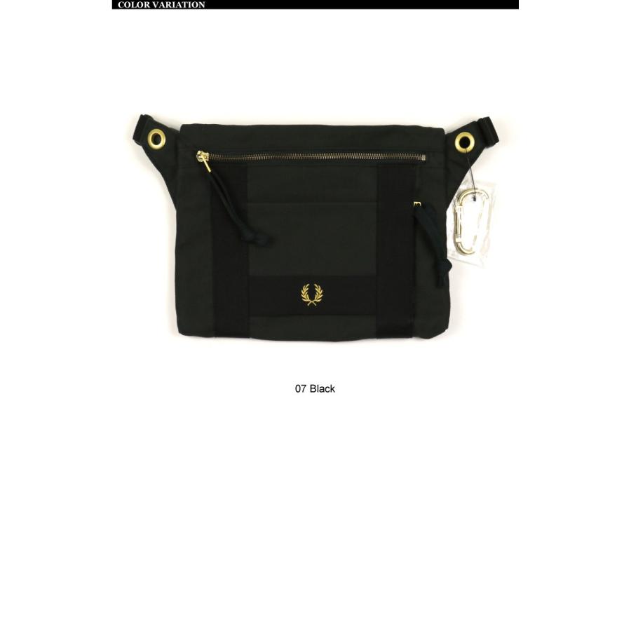 FRED PERRY ブラック サコッシュ FRED PERRY フレッドペリー クリンクル ナイロン メッシュ