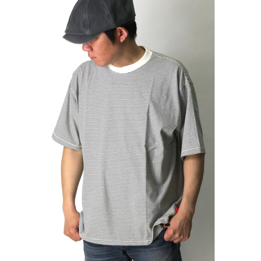 (ヘルスニット) Healthknit ナロー ボーダー ワイド クルー ネック 半袖 Tシャツ カットソー メンズ レディース 【父の日 プレゼント】｜retom｜02