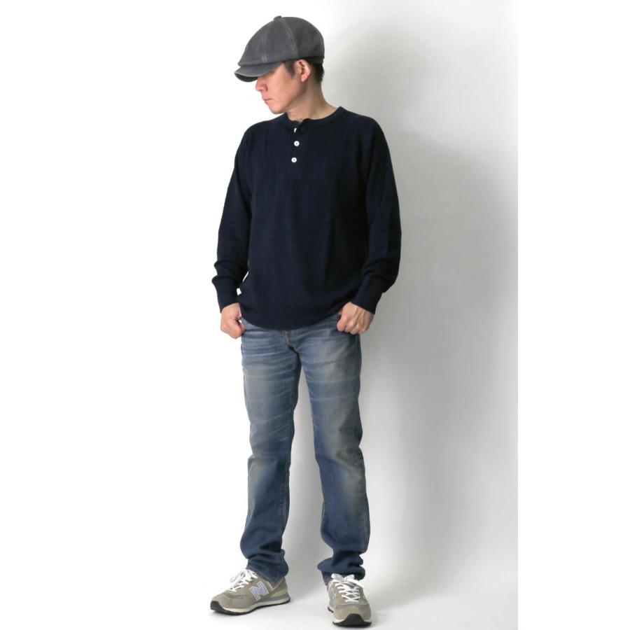 (ヘルスニット) Healthknit コットン ウール ハニカム ワッフル ヘンリーネック ロングスリーブ Tシャツ カッソー メンズ レディース 【父の日 プレゼント】｜retom｜05