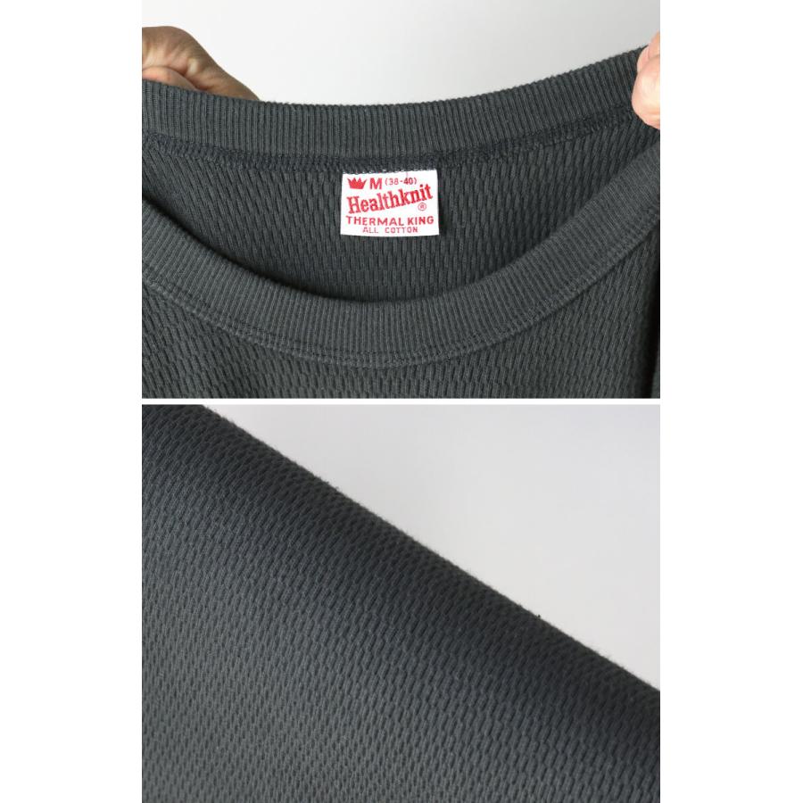 Healthknit (ヘルスニット) ロングスリーブ ハニカム ワッフル クルー 