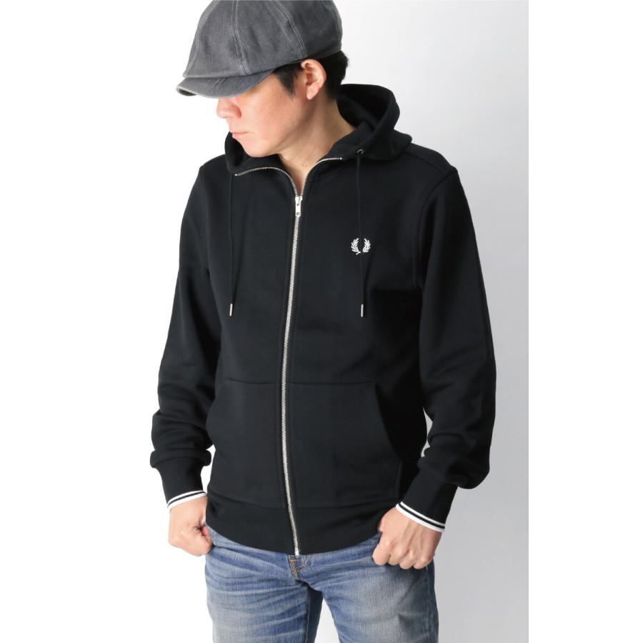 FRED PERRY フルジップパーカー ブラック FRED PERRY (フレッドペリー) フード スルー ジップ パーカー