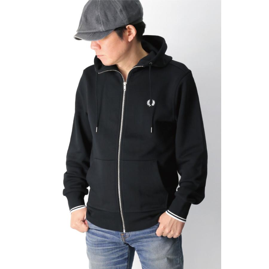 (フレッドペリー) FRED PERRY フード スルー ジップ パーカー フルジップ パーカー 裏毛 メンズ レディース 【父の日 プレゼント】｜retom｜04