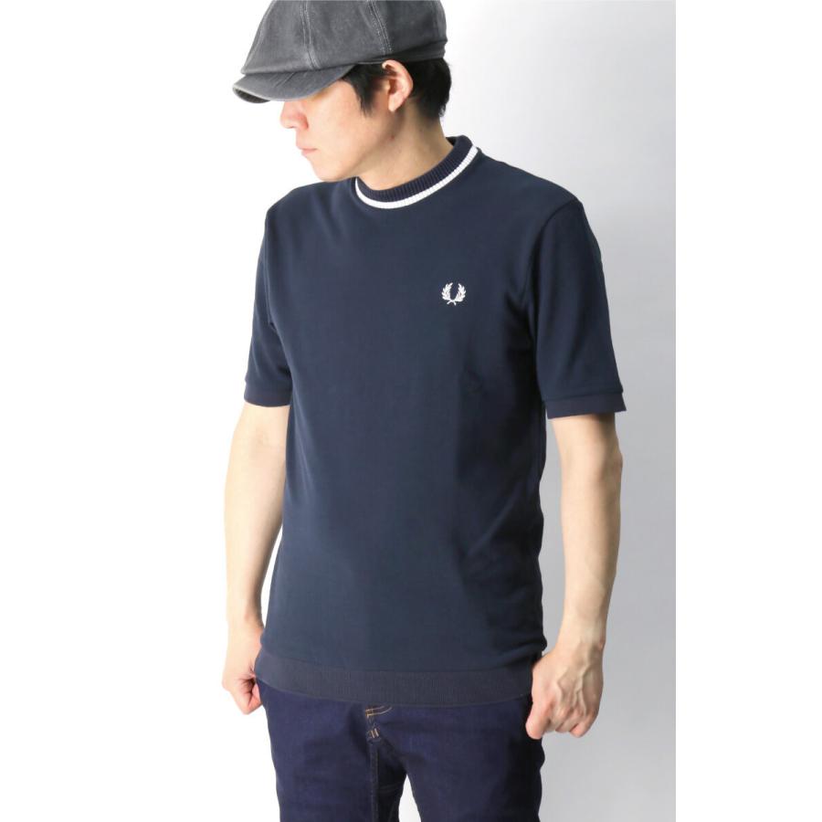FRED PERRY Tシャツ 半袖 鹿の子 ロゴ刺繍 クルーネック M7 FRED PERRY (フレッドペリー) ショートスリーブ クルーネック