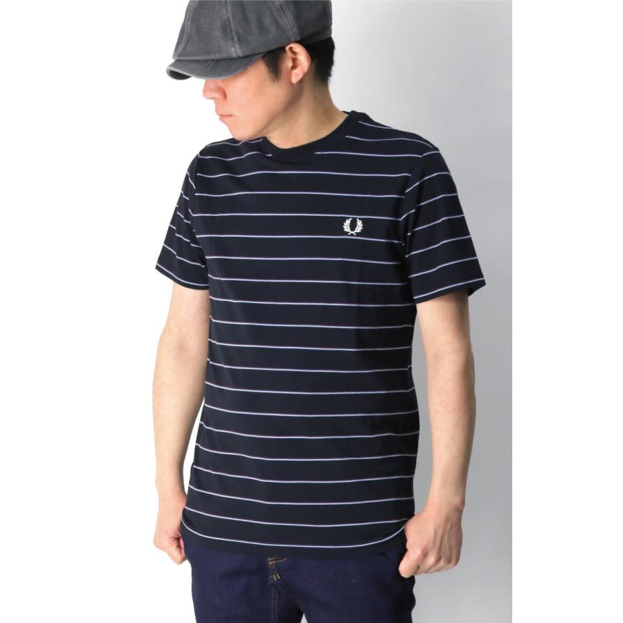 FRED PERRY フレッドペリー Tシャツ ファインボーダー オーバーサイズ FRED PERRY (フレッドペリー) ファイン ストライプ Tシャツ