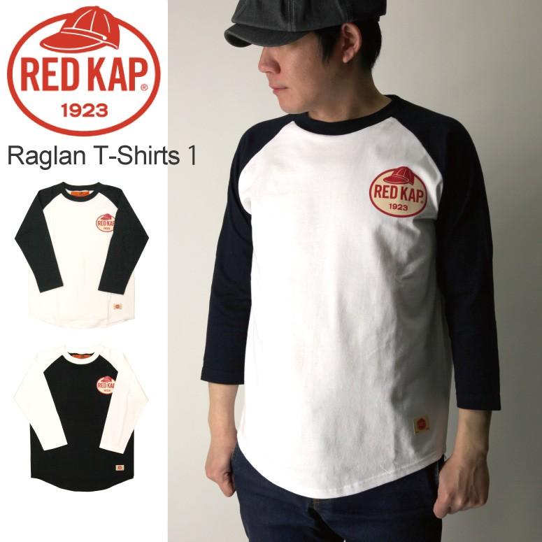 【関税込み】Kijun ホワイト＆レッド Cycle 長袖Tシャツ RED KAP (レッドキャップ) ラグラン Tシャツ 1 ロゴプリント 7