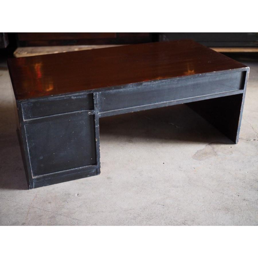 日光彫 気密性の良い書斎机 昭和中期 古録展 送料別 Gサイズ 中古 品番