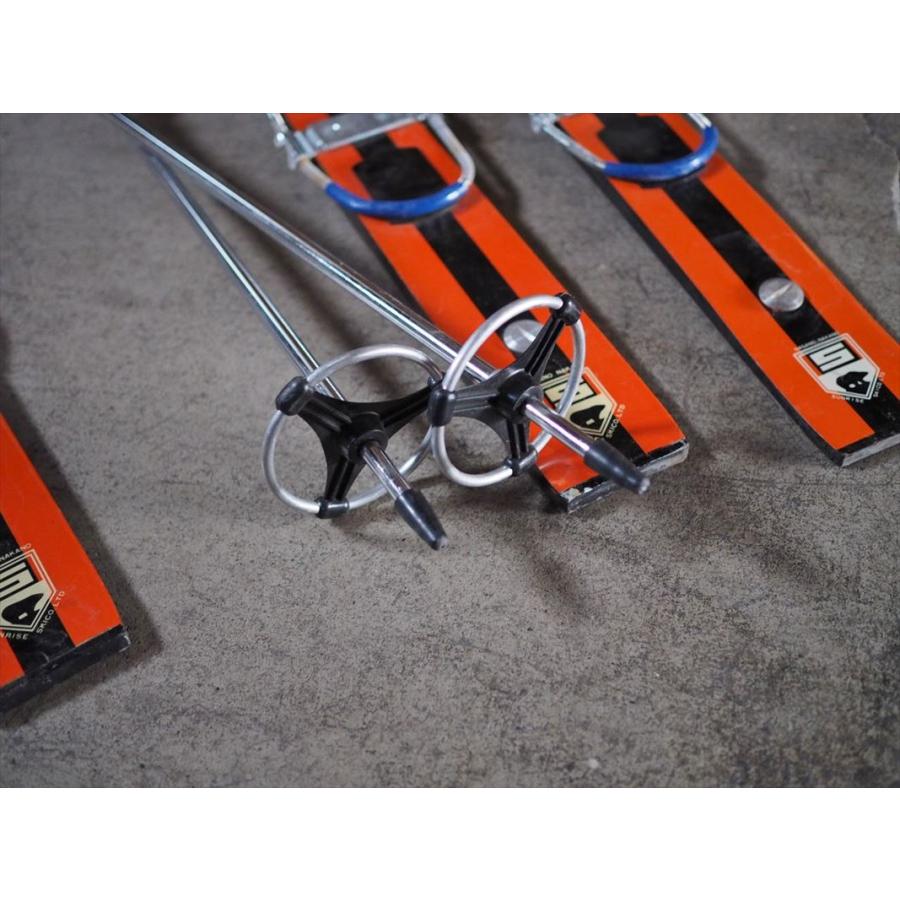 【希少・昭和レトロ】ビンテージ 木製スキー板 2本セット 古道具 店舗什器古民具 ヴィンテージスキー板2セット 子供用 長野県 SnowMate 昭和後期 古録