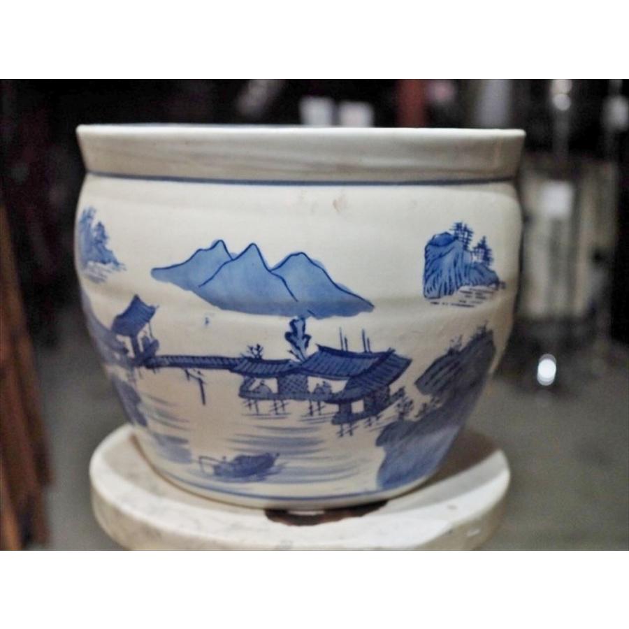 陶器の火鉢 睡蓮鉢 金魚鉢 昭和中期 古録展 送料別 Dサイズ 中古 品番 