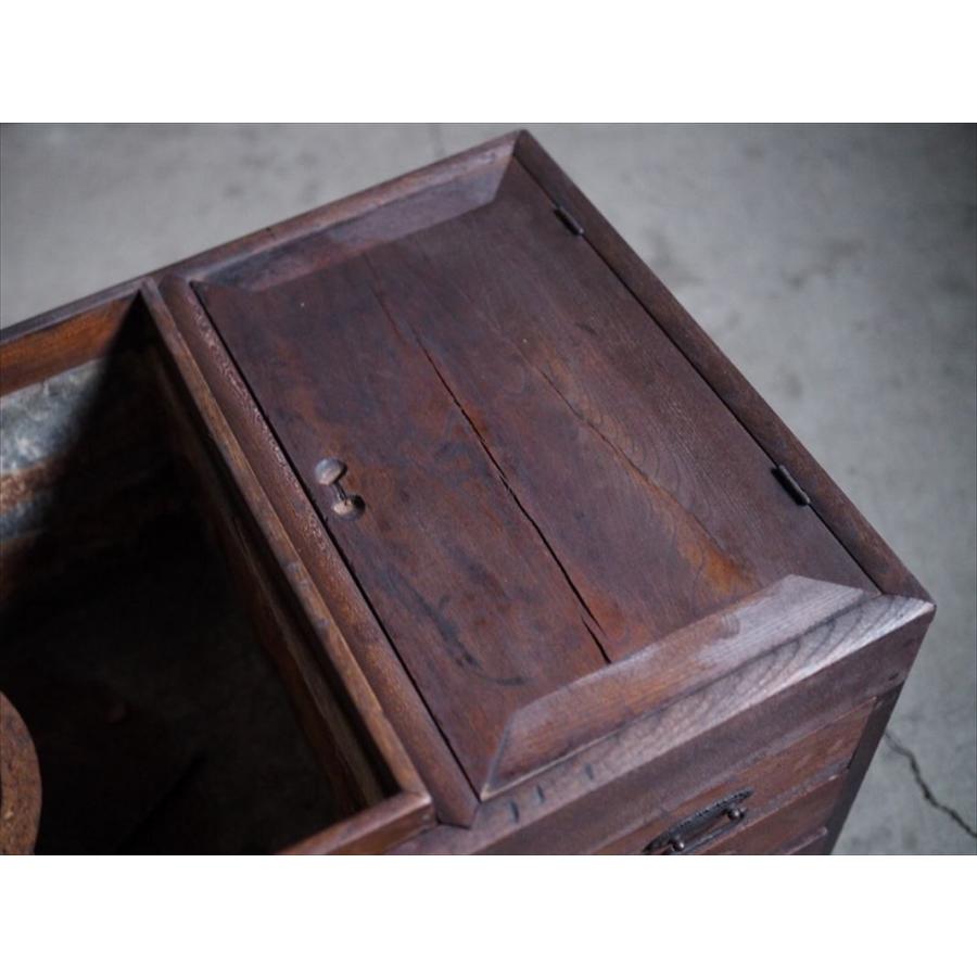 欅造り重量級長火鉢 昭和初期 古録展 送料別 Kサイズ 中古 品番K1923