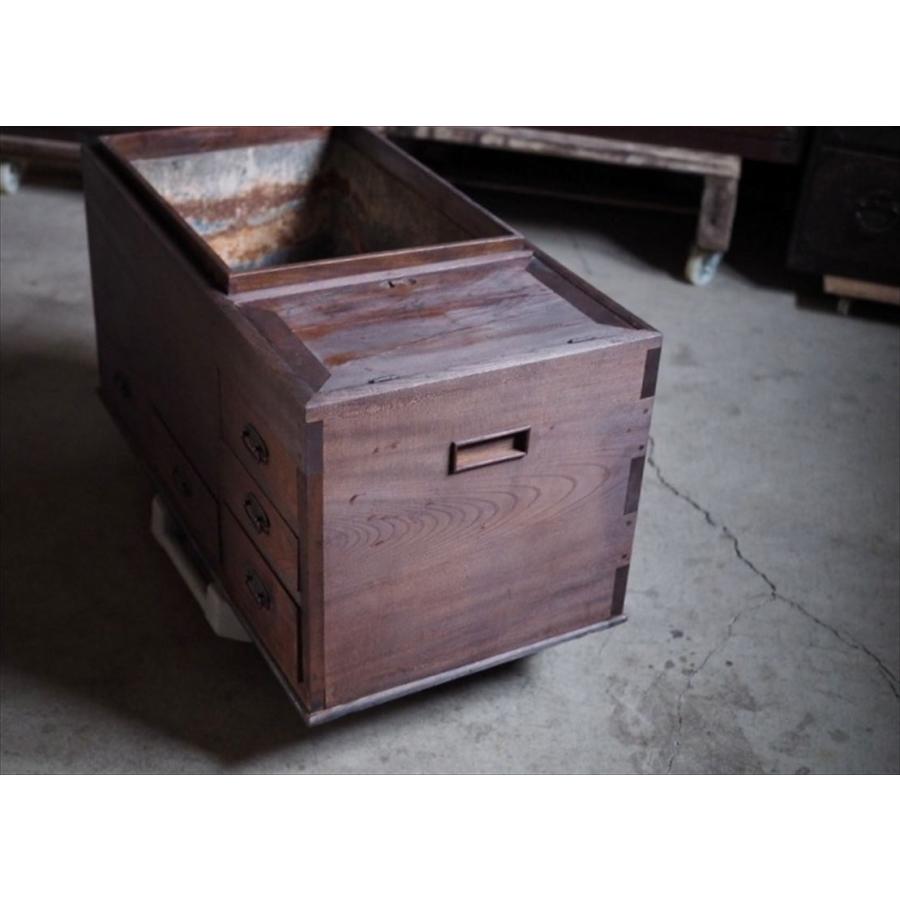 欅造り重量級長火鉢 昭和初期 古録展 送料別 Kサイズ 中古 品番K1923