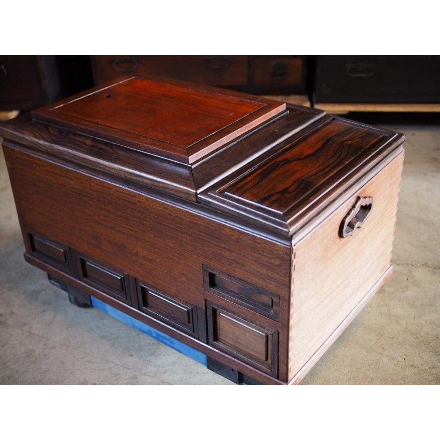 高級 欅と黒柿の長火鉢 昭和後期 古録展 送料別 Kサイズ 中古