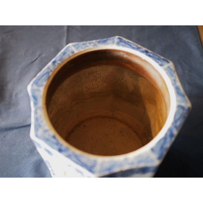 レトロな陶器火鉢 瀬戸火鉢 睡蓮鉢 金魚鉢に 昭和中期 古録展 送料別 D