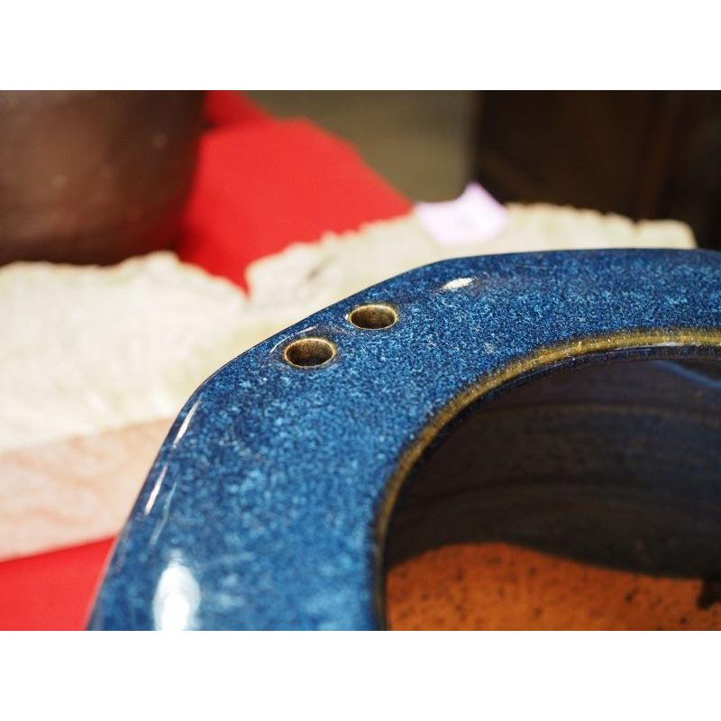 レトロな陶器火鉢 瀬戸火鉢 睡蓮鉢 金魚鉢に 昭和中期 古録展 送料別 E