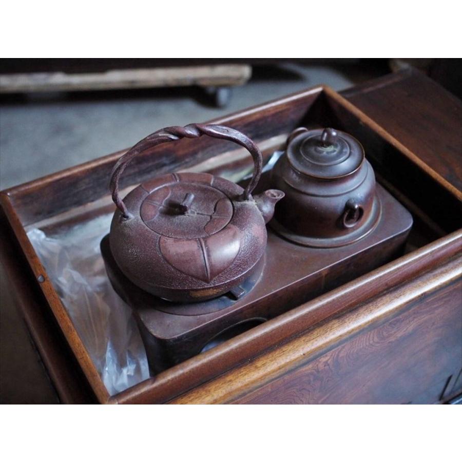 アンティーク長火鉢 付属品・灰付 基台部分補修痕 昭和初期 古録展 