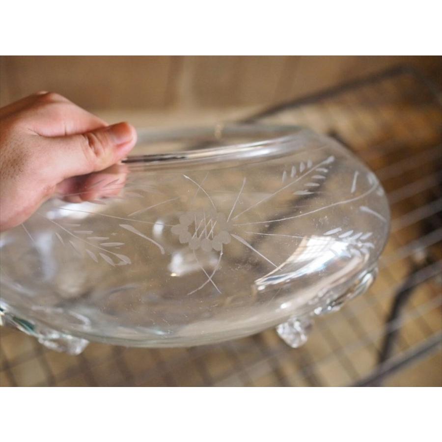 当時物】金魚鉢 ガラスベース / 昭和レトロ アンティーク 水鉢