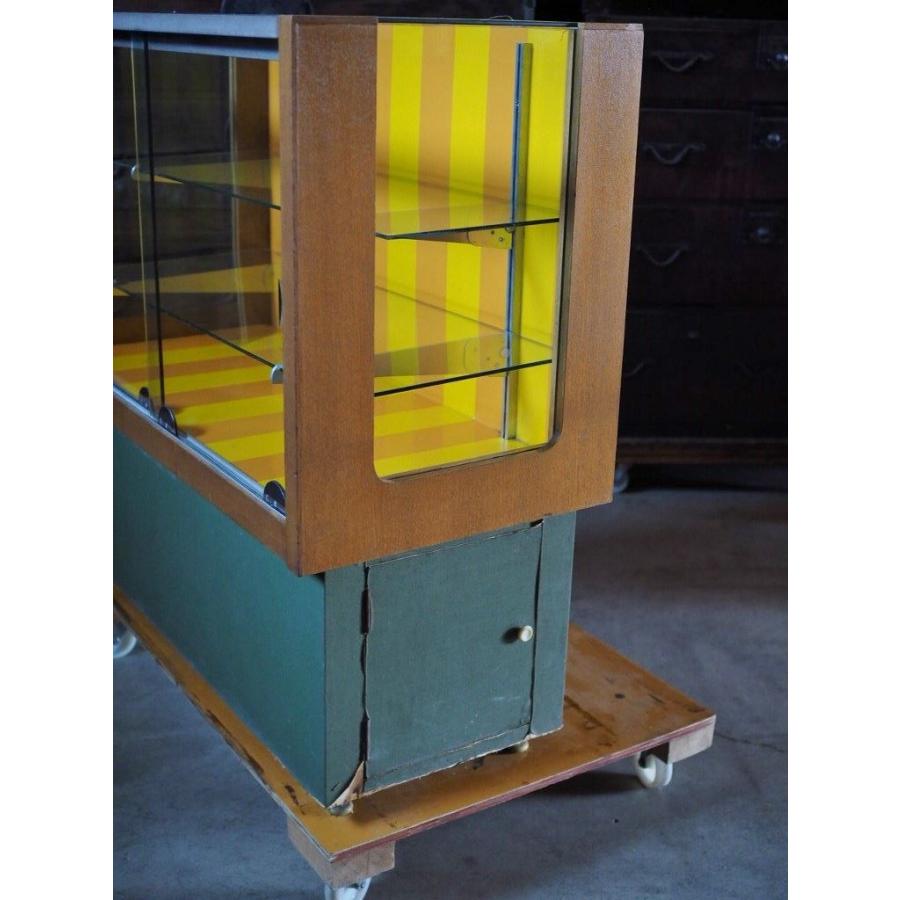 レトロ ポップ ガラスショーケース 注文 木枠ガラスケース レトロ