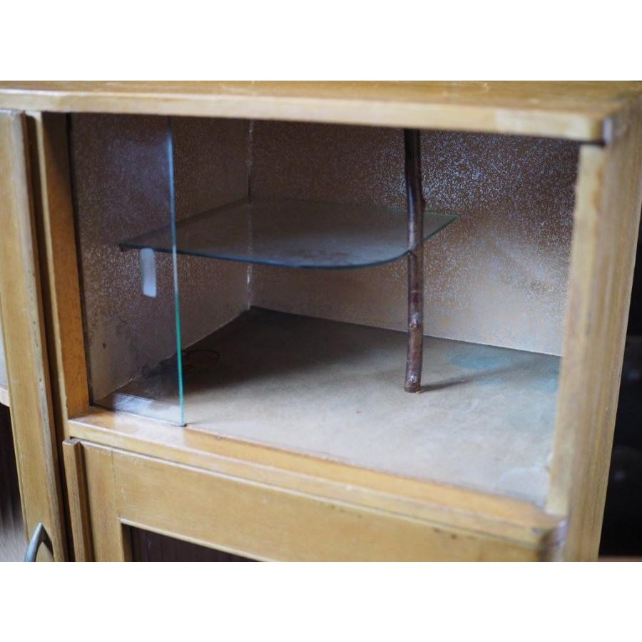 昭和レトロなガラスキャビネット 昭和中期 古録展 送料別 Iサイズ 中古