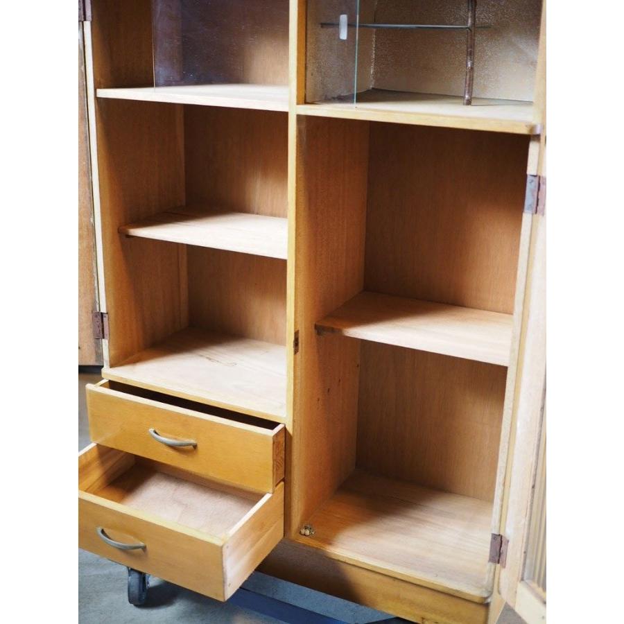 昭和レトロなガラスキャビネット 昭和中期 古録展 送料別 Iサイズ 中古