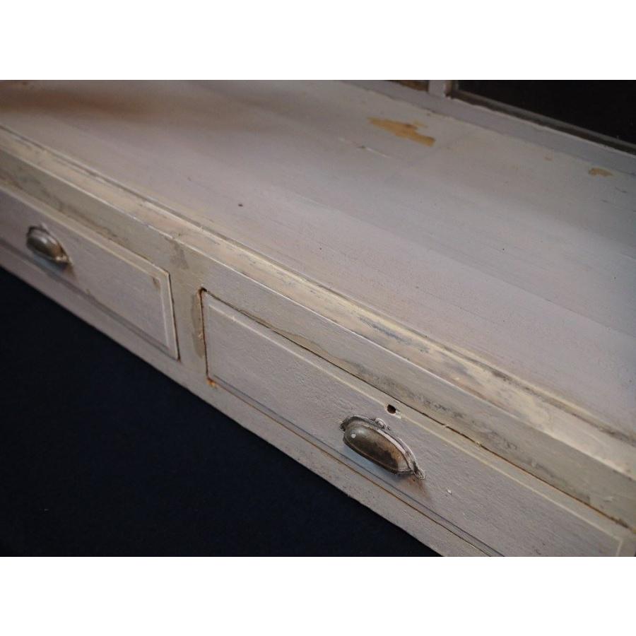 昭和レトロ古い雰囲気のガラスショーケース 白ケビント 昭和前期 古録