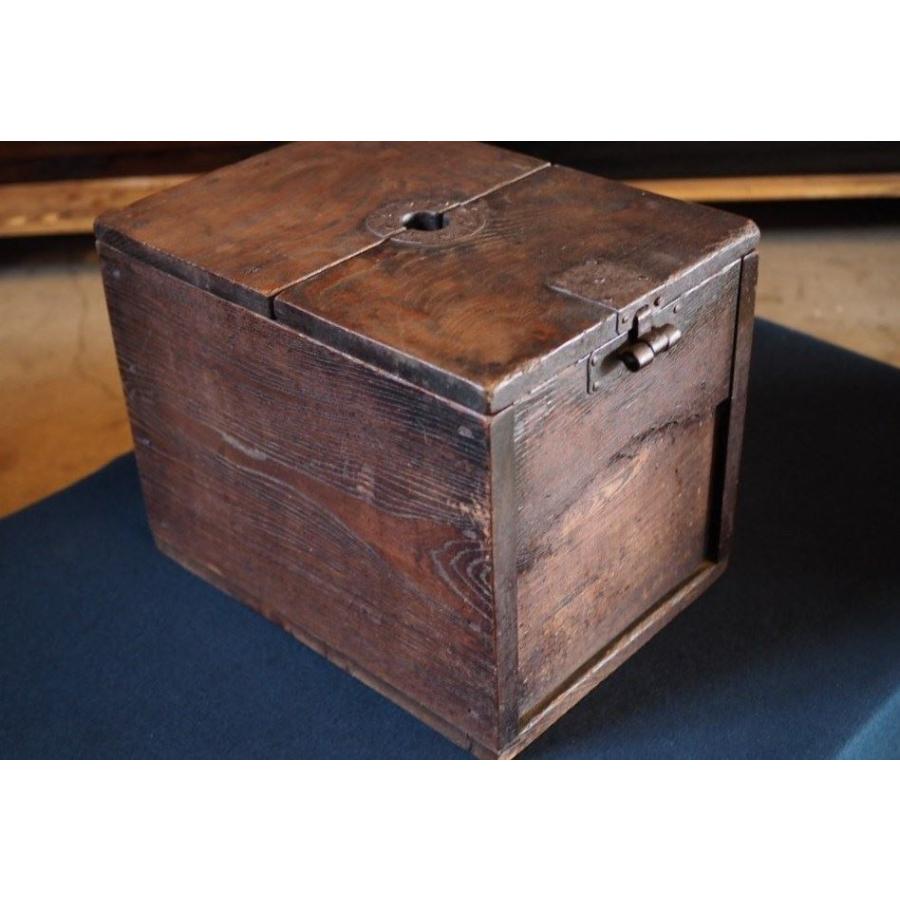 明治時代渋い欅造りの銭函 古録展 送料別 Dサイズ 中古 品番S102954 