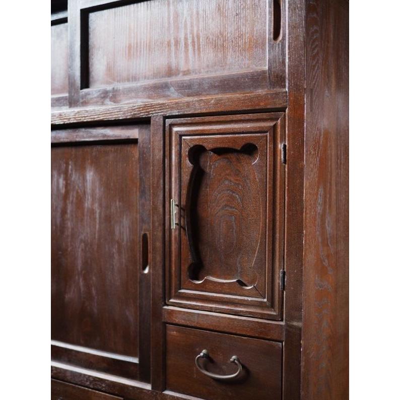 前栗造総無垢材 昭和レトロ茶箪笥 昭和前期 古録展 送料別 Lサイズ