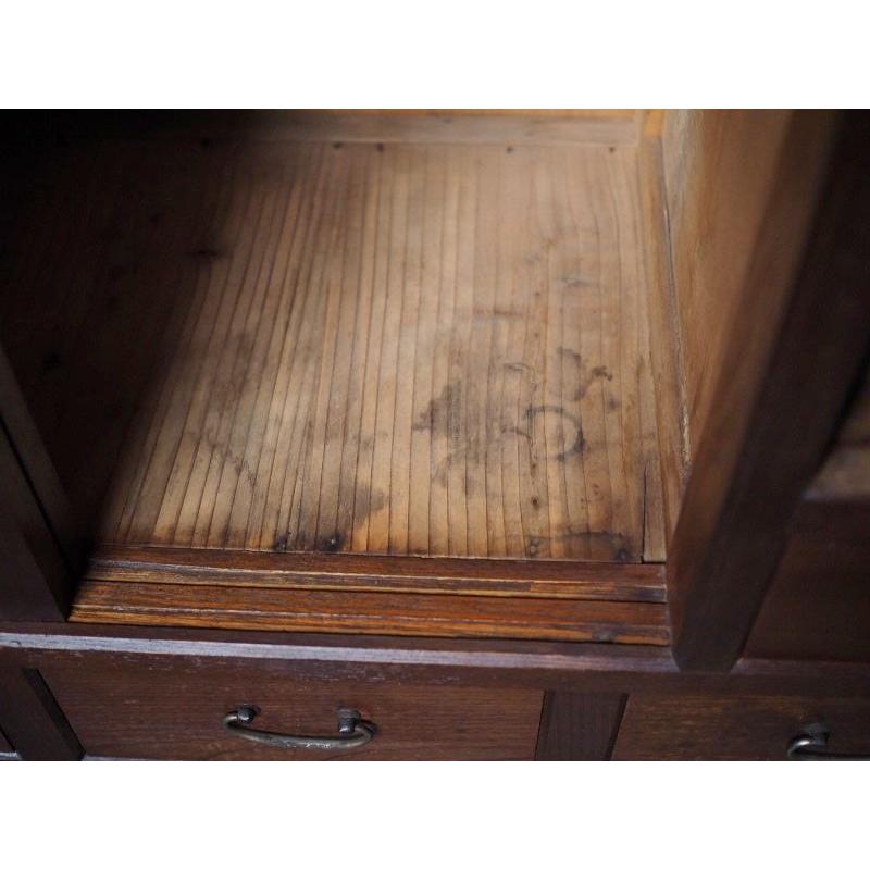 前栗造総無垢材 昭和レトロ茶箪笥 昭和前期 古録展 送料別 Lサイズ