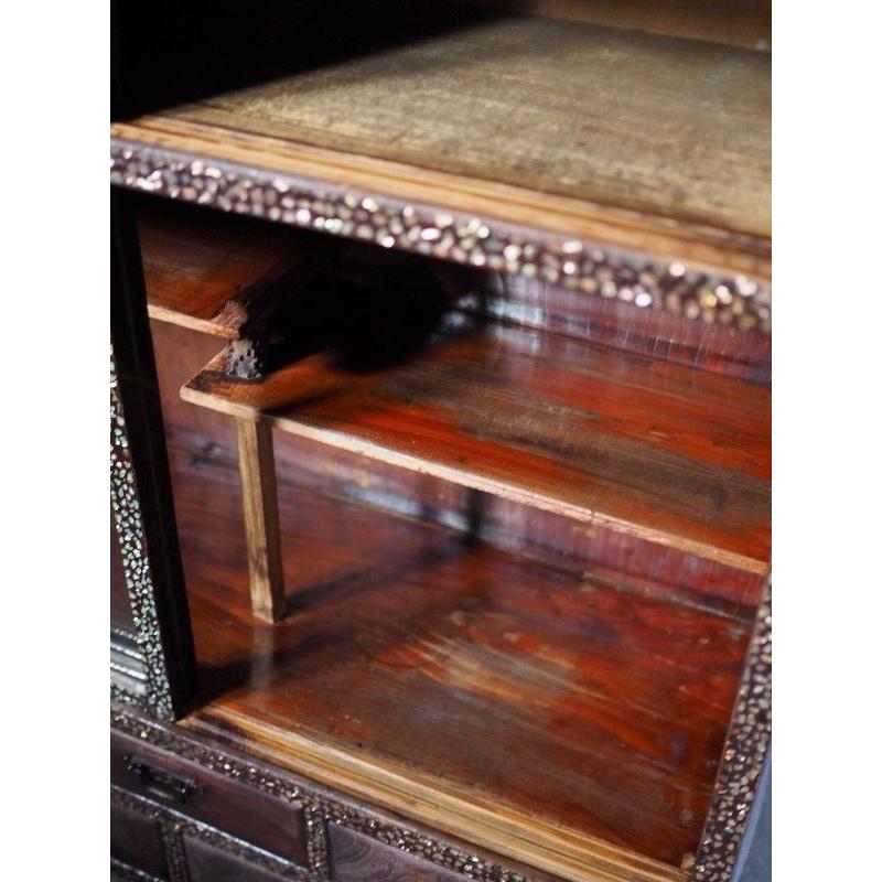 古い螺鈿100年モノ飾り棚 茶箪笥 大正時代 古録展 送料別 Lサイズ