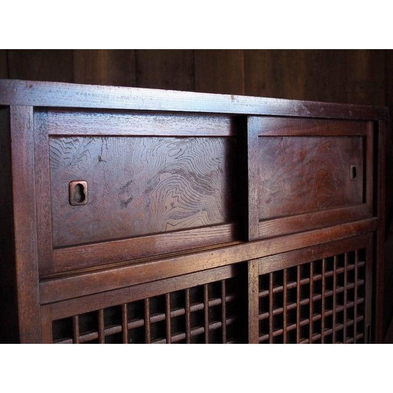 前欅100年モノ水屋箪笥 明治〜大正時代 古録展 送料別 Mサイズ 中古 