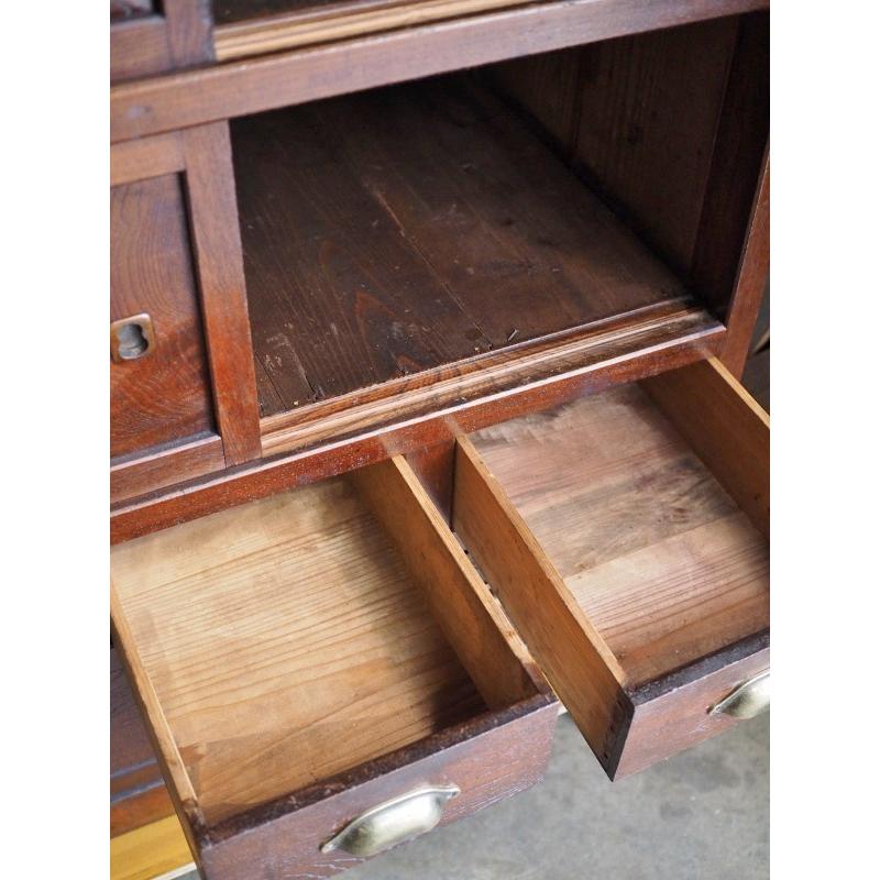 前欅100年モノ水屋箪笥 明治〜大正時代 古録展 送料別 Mサイズ 中古