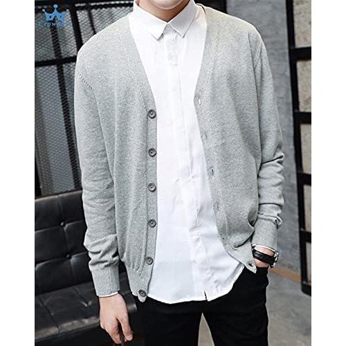 海外ブランド Crownbee ニット カーディガン メンズ Vネック カジュアル ビジネス ニットセーター 無地 春秋冬 C 3xl グレー Www Tp Packaging Com