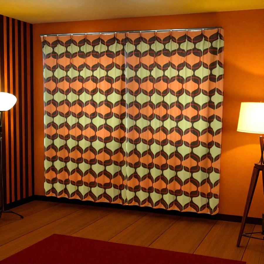 レトロ ミッドセンチュリー 昭和 モダン ドレープカーテン retro レトロカーテン、ミッドセンチュリーモダンカーテン、レトロ