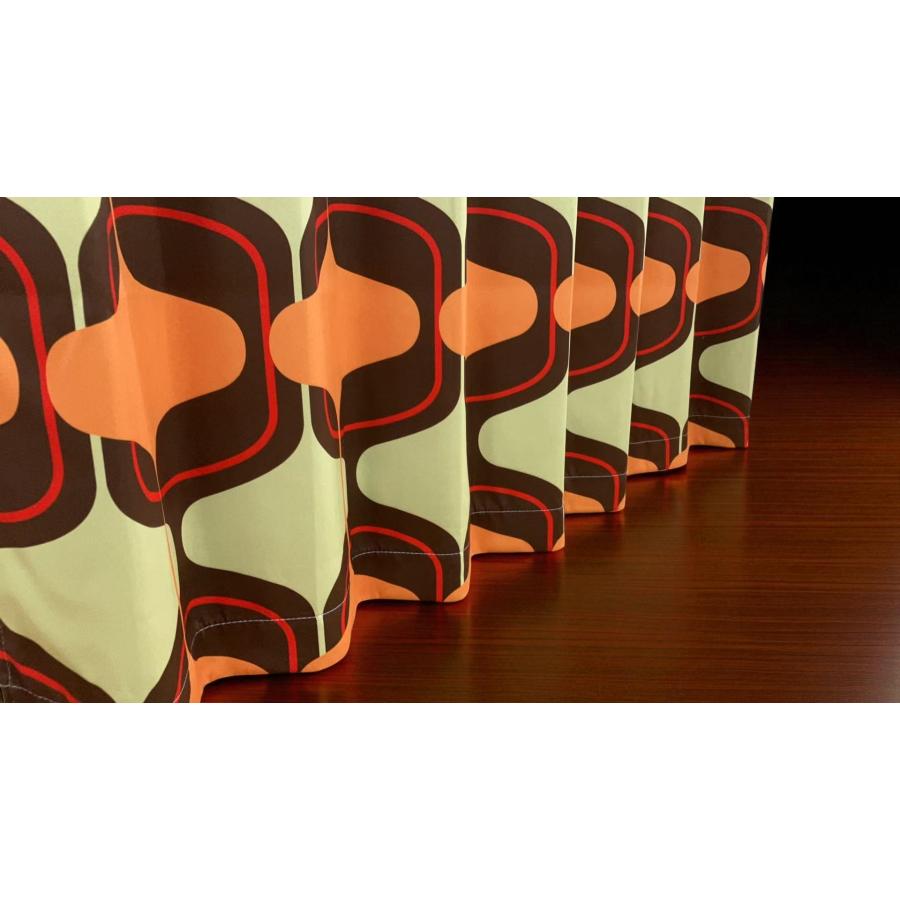 レトロ ミッドセンチュリー 昭和 モダン ドレープカーテン retro ミッドセンチュリー】深い色味の幾何学柄のドレープカーテン【UX