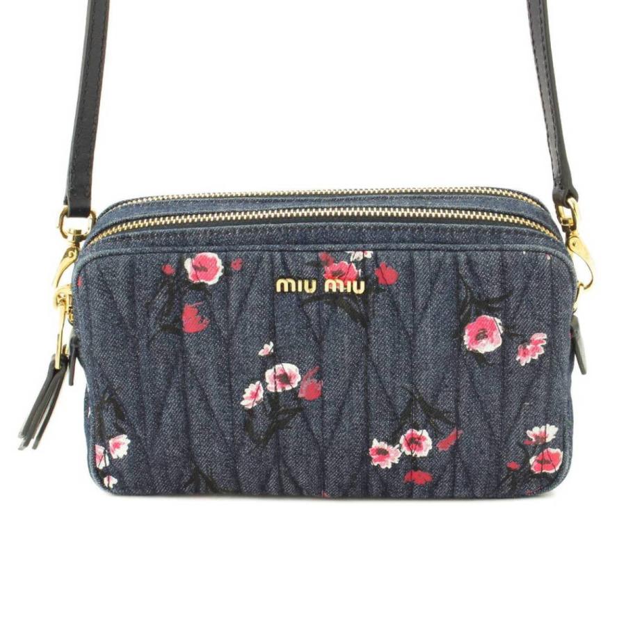 miu 【ミュウミュウ】Miu Miu デニム マテラッセ ショルダーバッグ 花 
