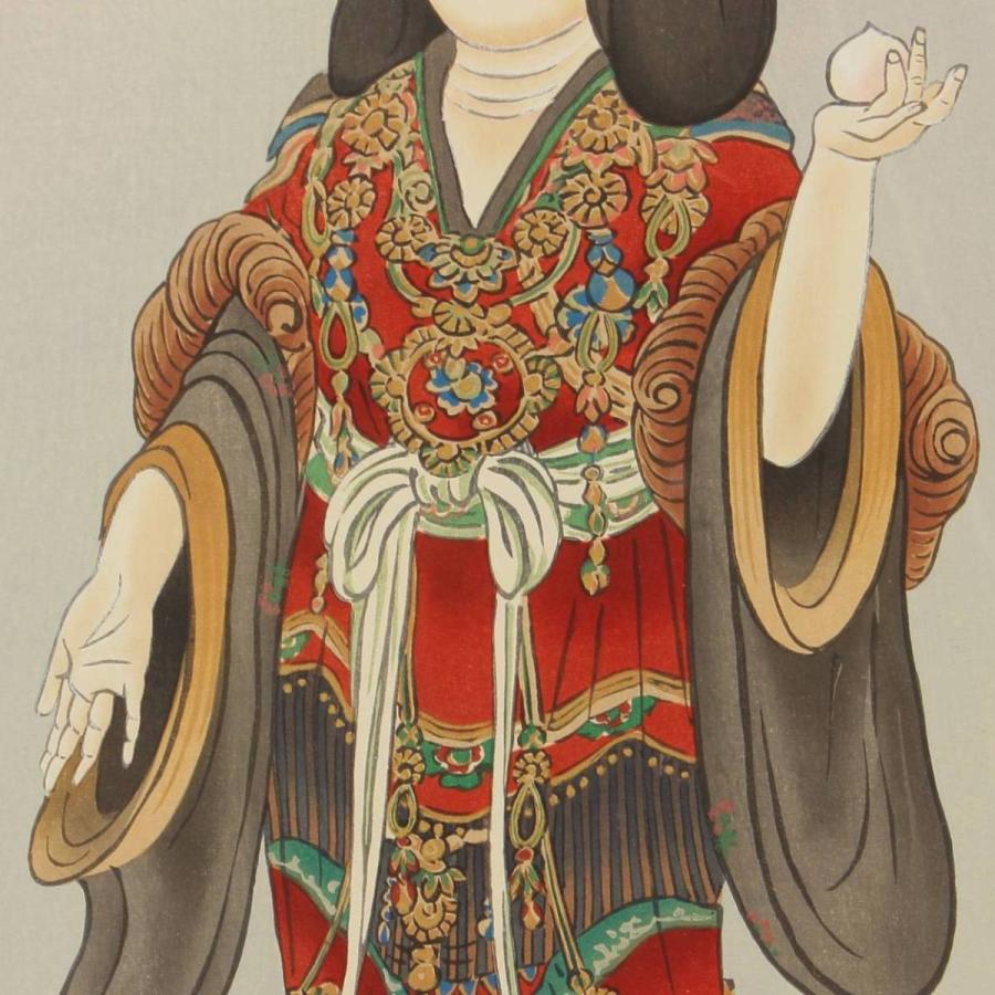 【ソノタ】　徳力冨吉郎『京都浄瑠寺 吉祥天尊像』人間国宝の希少木版画・絵画・骨董品 【中古】【正規品保証】103913 【鳥山】