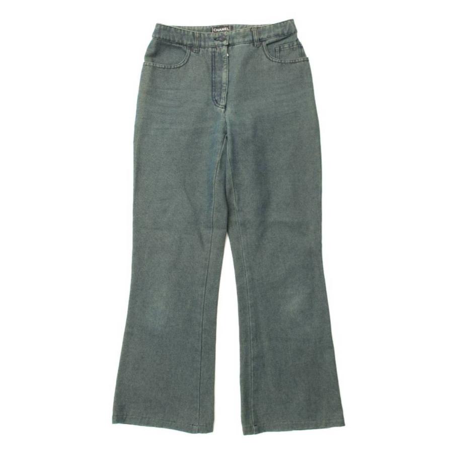 シャネル パンツ 01P ココマーク ラインストーン デニム フレア ボトムス