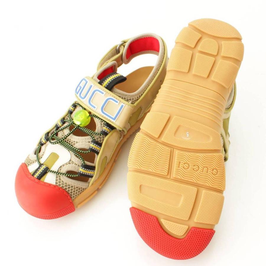 グッチ】Gucci 19SS レザー×メッシュ ベルクロ サンダル 563484 
