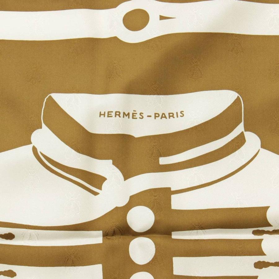 【エルメス】Hermes　カレ90 BRANDEBOURGS ブランデンブルグ飾り カーキ×ホワイト 【中古】【正規品保証】107511｜retrojp｜06