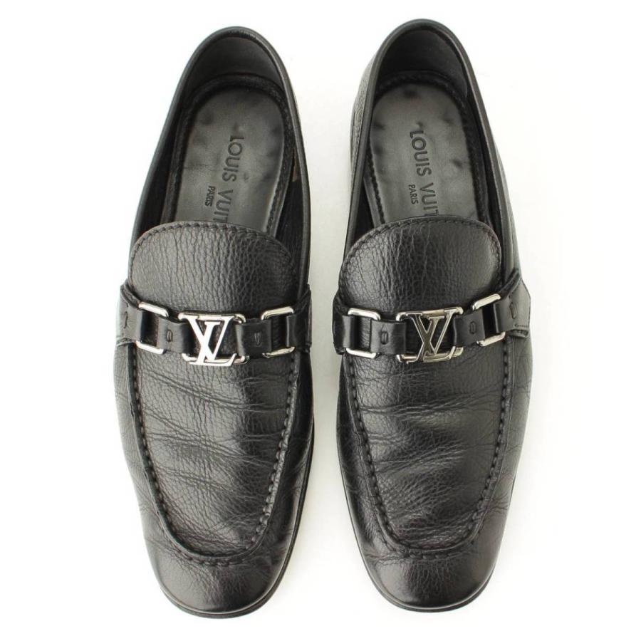 ★★送料無料★★【ルイヴィトン】Louis Vuitton　モンテカルロ LV金具 ローファー ドライビングシューズ ブラック 6 1/2 【中古】【正規品保証】108270 金属バックル
