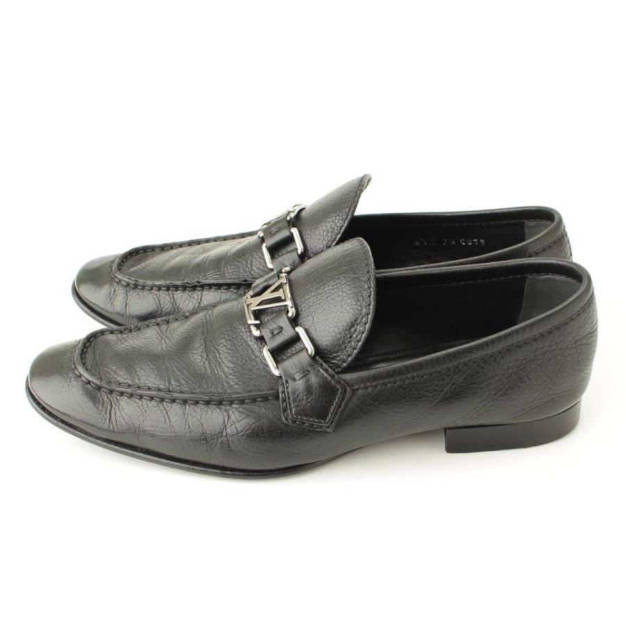 ★★送料無料★★【ルイヴィトン】Louis Vuitton　モンテカルロ LV金具 ローファー ドライビングシューズ ブラック 6 1/2 【中古】【正規品保証】108270 金属バックル