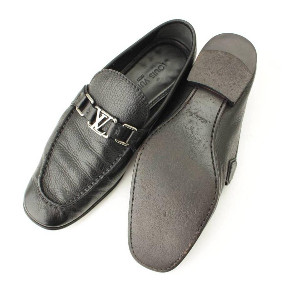 ★★送料無料★★【ルイヴィトン】Louis Vuitton　モンテカルロ LV金具 ローファー ドライビングシューズ ブラック 6 1/2 【中古】【正規品保証】108270 金属バックル