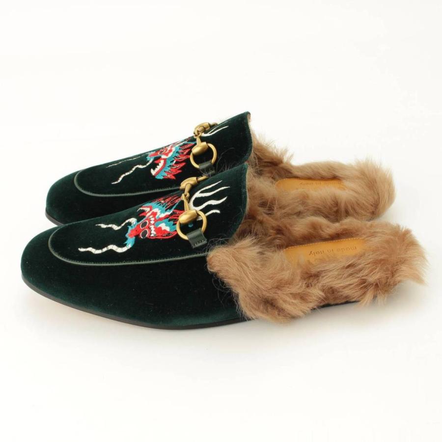 グッチ】Gucci プリンスタウン ベロア ファー ドラゴン スリッポン