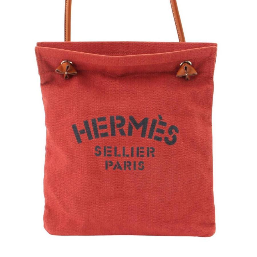 エルメス】Hermes アリーヌMM キャンバス ショルダーバッグ レッド 