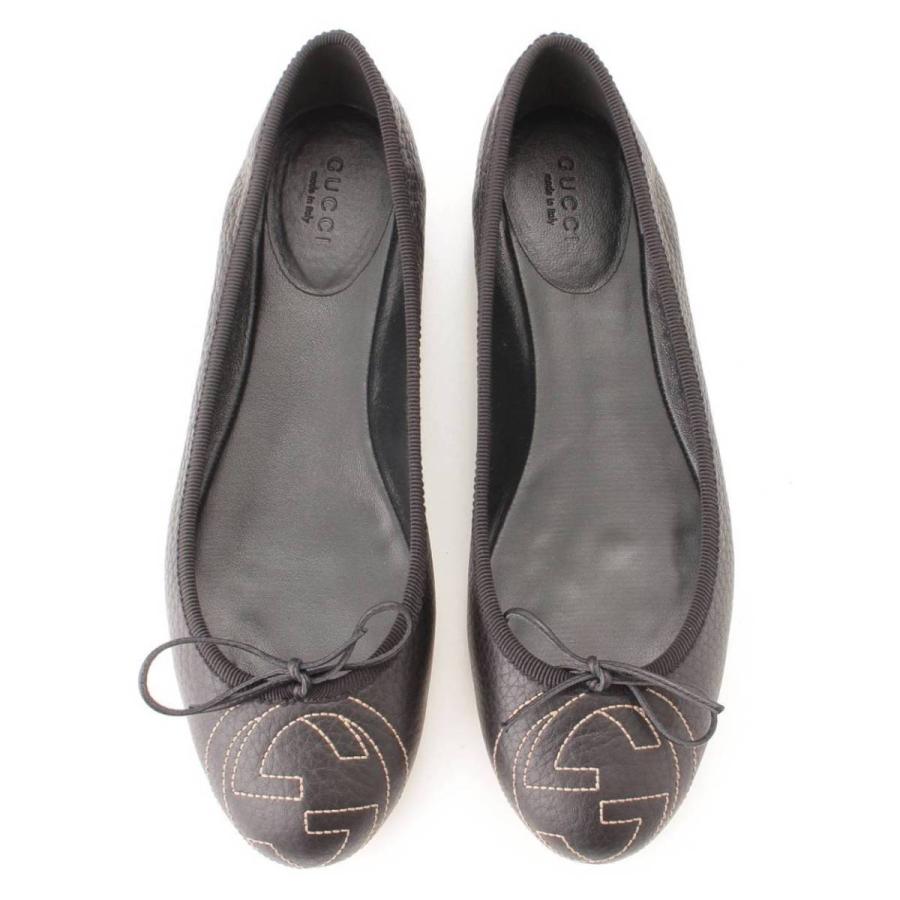 GUCCI インターロッキングG レザーフラット パンプス 37 1/2