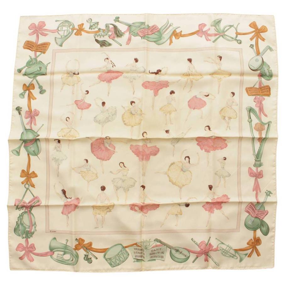 エルメス】Hermes カレ90 シルクスカーフ ラ ダンス バレリーナ ピンク