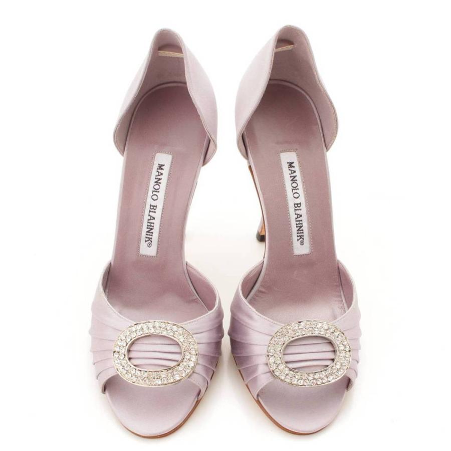 最終)Manolo Blahnik ラベンダーサテンヒール 最終)Manolo Blahnik ラベンダーサテンヒール