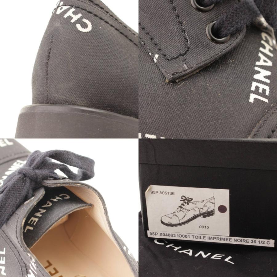 【シャネル】Chanel　キャンバス ロゴプリント レースアップシューズ A05136 ブラック 36 1/2 【中古】【正規品保証】115204｜retrojp｜08