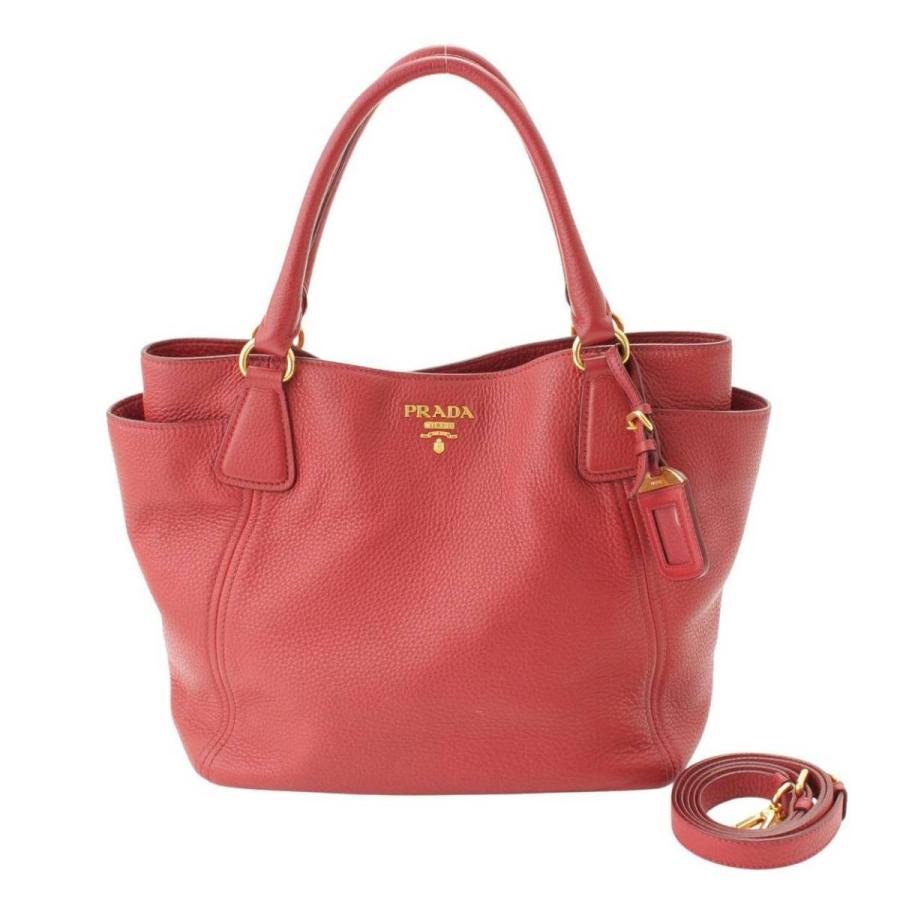 PRADA レザートートバッグ ショルダーストラップ付き