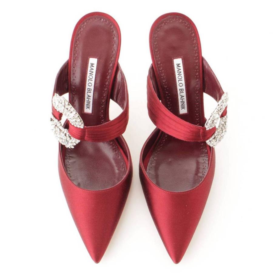 マノロ ブラニク】Manolo Blahnik ポインテッドトゥ サテン ビジュー 