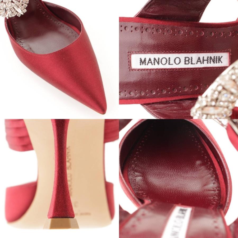 マノロ ブラニク】Manolo Blahnik ポインテッドトゥ サテン ビジュー 