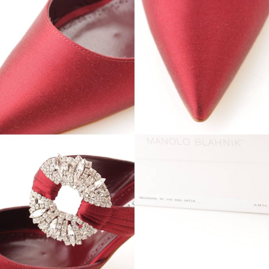 マノロ ブラニク】Manolo Blahnik ポインテッドトゥ サテン ビジュー 